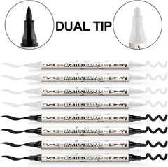 4 Black and 4 White Paint Pens Brush and Bold Dual-tip Acrylic Paint Marker S…