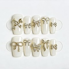 240 Pcs Gold Bow Nail Charms, Golden Bows Nail Art Studs for Acrylic gold