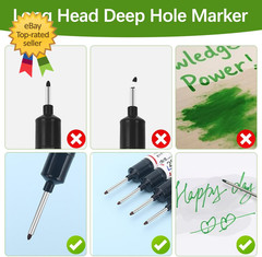 Long Head Deep Hole Marker Pens 15PCS Long Nib Marker 20Mm Quick Dry