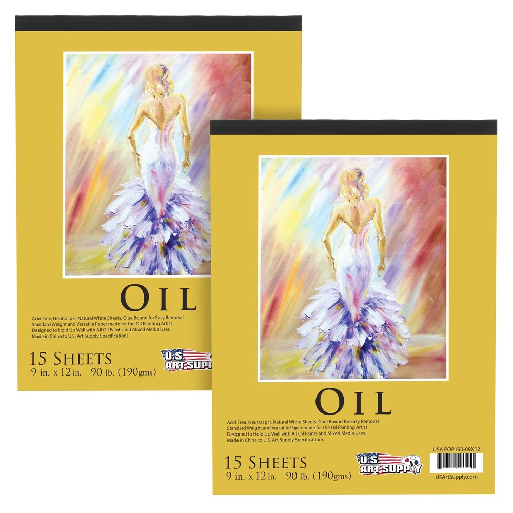 9″ x 12″ Heavy-Weight Oil Painting Paper Pad 90lbs (190gsm) 15-Sheets – 2 Pads