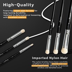 6 PCS Detail Paint Brush Set Copper Ferrule Birch Wood Grip Oil Watercolor