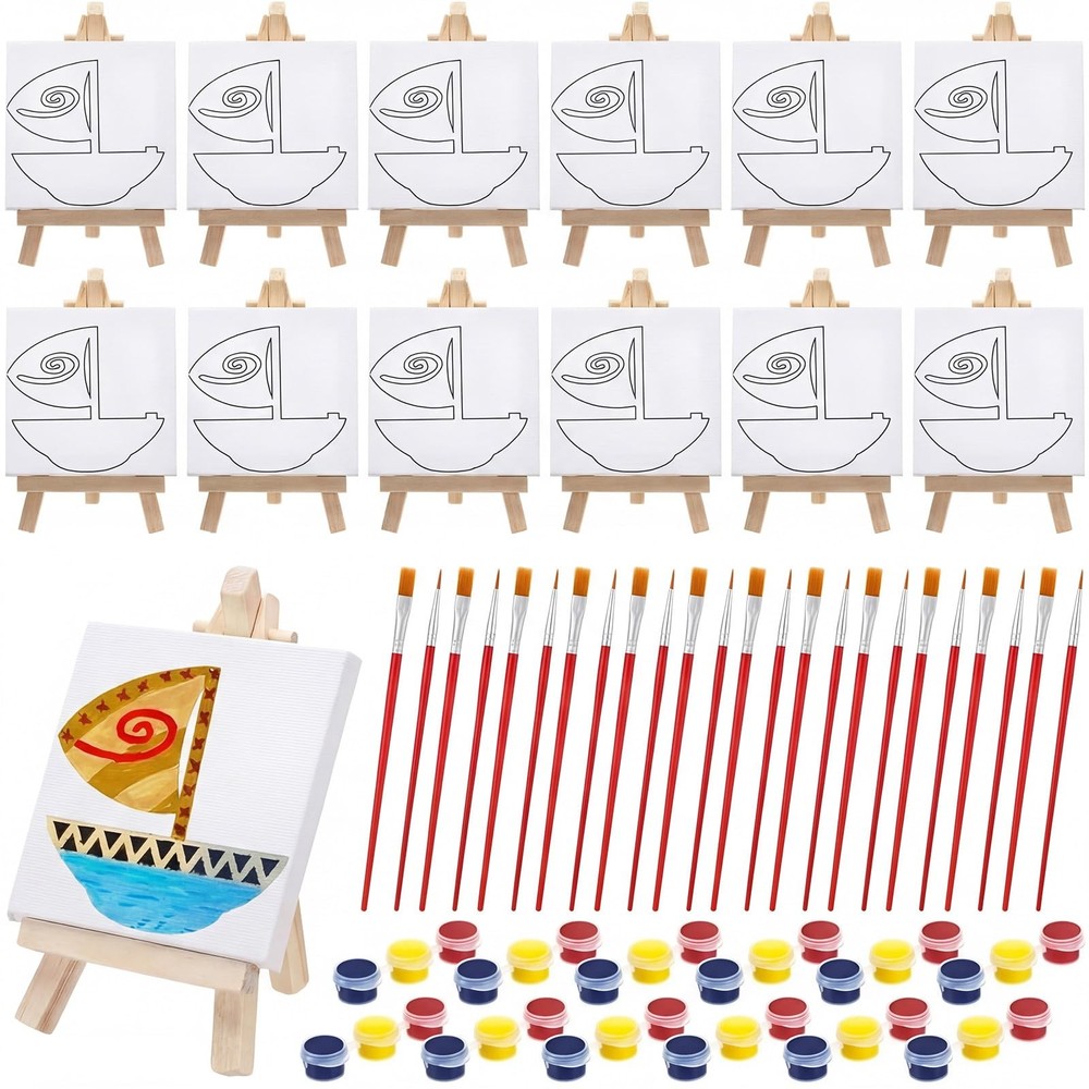 12 Sets Paint Your Own Princess Boat Painting Craft Kits, Luau Party Goodie B…