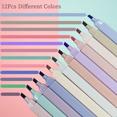 12Pcs Aesthetic Pastel Highlighters Bible Study No Bleed Double-Ended Pens