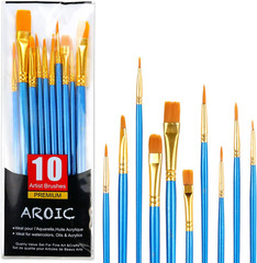 10 PCs Watercolor Brushes Painting Brush Nylon Hair Brushes For All Purpose NEW