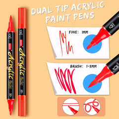 Acrylic Paint Pens Markers, 20 Colors Dual Tips Waterproof Paint Markers for Roc