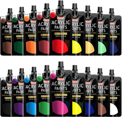 Acrylic Paint, Shuttle Art 18 Colors Acrylic Paint Pouches (120ml/4.06oz), Artis