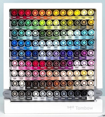 TOMBOW ABT Dual Brush Pens : 108 Assorted Colours Desktop Organizer ABT-108CORGA