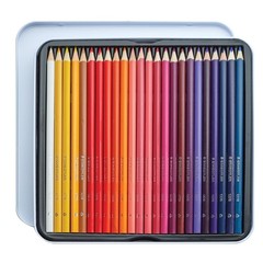 Colored Pencils, Triangular Barrel, 48 Pack Assorted, Metal Tin 1278 M48
