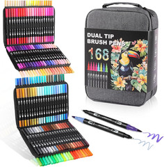 Art Markers Pens Dual Tip Coloring Markers Set with Brush & Fine Nib for Adult C