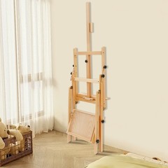 H-Frame Easel Foldable Holds Canvas Art up to 36″ Artists Easel w/ Storage Tray