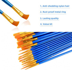 20 Pcs Paint Brushes Painting Brush for Acrylic Oil Watercolor Flat and round Pa