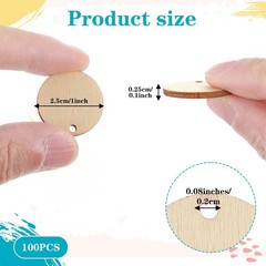 100 Pcs Unfinished 1 inch Round Wooden Circles with 1 inch, Natural Wood