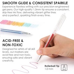 Grabie Glitter Gel Pens 18 Color Set Retractable Sparkle Ink for Art Drawing