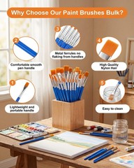 Small Paint Brushes Bulk, 160 Pcs Flat Tip Round Acrylic Paint Brushes for Ki…