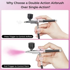Airbrush Kit 55 PSI Air Compressor 0.5mm Nozzle Dual Airflow Black Switchable
