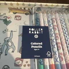 Roller Rabbit Colored Pencils 12 Count Multicolor Tin Box Colored Pencil/Crayon