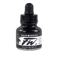 Daler-Rowney FW Acrylic Ink Bottle Black – Versatile 1 fl oz, (India)