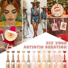 Acrylic Skin Tone Paint Pens 12 Skin Colors Art Markers for Birthday Party DIY C