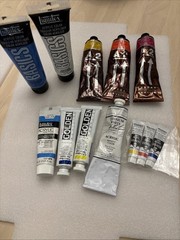 Lot Of 10 Assorted Used Golden Artist Acrylics Liquitex Chroma Graham