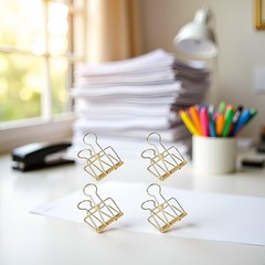 4Pcs Gold Hollow Out Long Tail Wire Binder Clips Paper Binder Clip Large Bind…