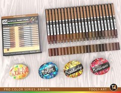 Acrylic Paint Pens 22 Assorted Brown Tones Pro Markers Set 0.7mm Extra Fine