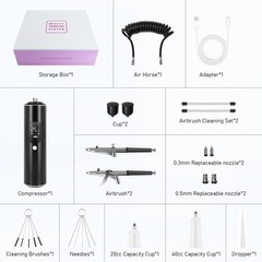 Airbrush Kit with Compressor, 6400mAh 50PSI High Pressure Airbrush for Nails