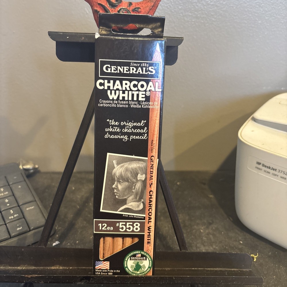 General Charcoal Pencil 558 White Box Of 12