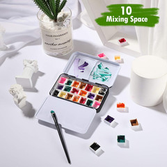 51 Pcs Watercolor Paint Palette and Half Pans Set Watercolor Tin Box, Metal Pale