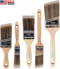 Paint Brushes, 5-Piece Paint Brush Set, Flat & Angle Brushes for Walls, Trim, Ca