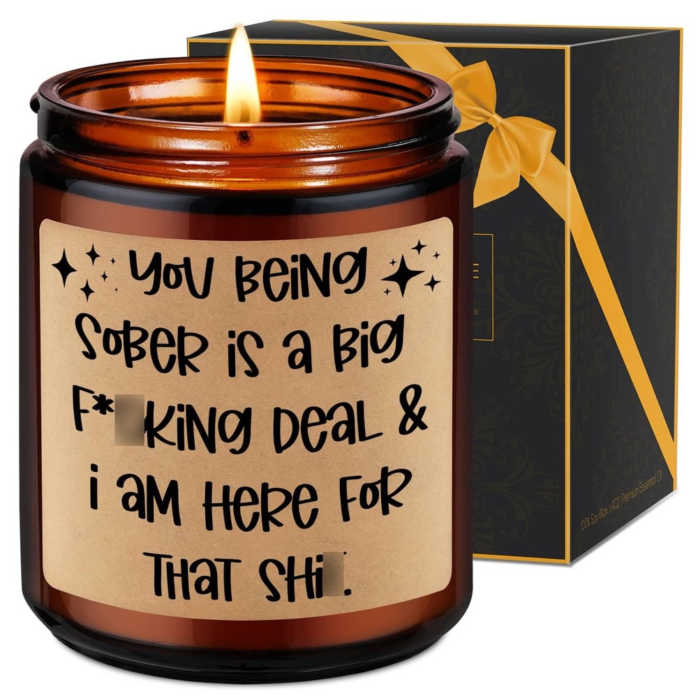 Fairy’s Gift Candle, Sobriety Gifts for Women Men, 1 Year Brown-Lavender