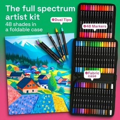 Acrylic Paint Pens With Storage Bag for Calligraphy – Markers With Brush and Fin