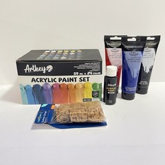 Artkey & Royal Langnickel Acrylic Paint Supply Lot 24 Color Set, Tubes & Sponges