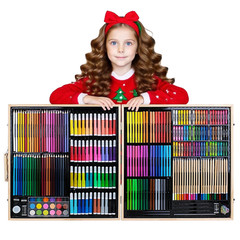 180 Pack Deluxe Wooden Drawing Painting Coloring Kit, Art Set Creative Gift Box