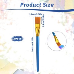 40 PCS Flat Paint Brushes 0.75 Inch For Acrylic Oil Watercolor Body Art