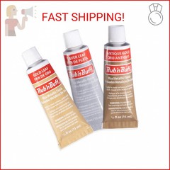 AMACO Rub n Buff Wax Metallic Finish 3 Color Kit – Antique Gold Silver Leaf and
