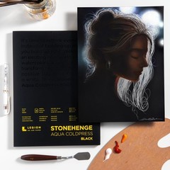 Stonehenge Aqua Black Medium Weight Pad, 140lb, Coldpress, 9 x 12 Inches, 15 …