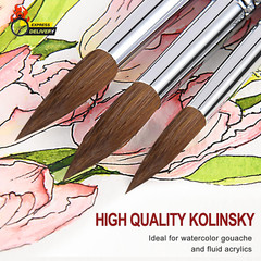Kolinsky Watercolor Brush Set Pure Kolinsky Sable Hair Pointed round Art Paintbr