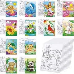Pre Drawn Canvas to Paint Printed Animal 12 Packs 5 x 7 Inches