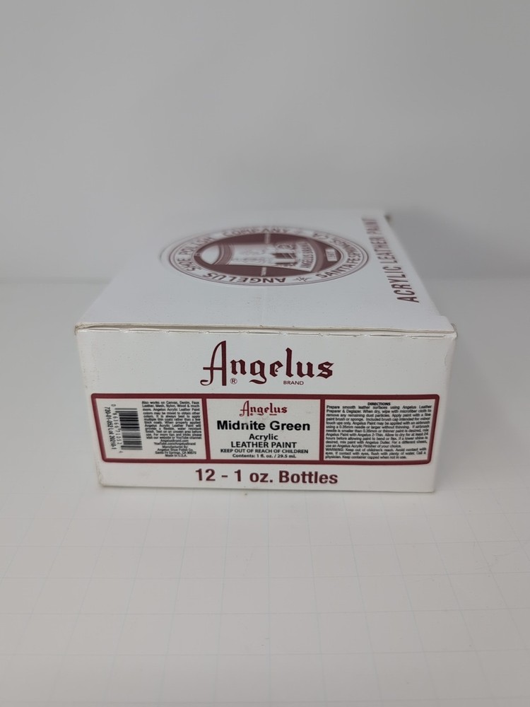 (12) 1 Oz Bottles Of Angelus Acrylic Leather Midnite Green Paint New