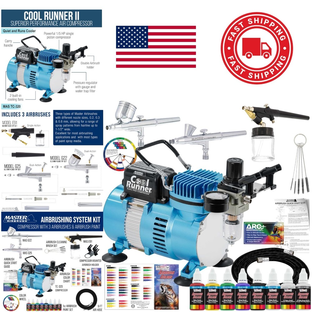 Professional Airbrush System with 3 User Friendly Brushes and Learning Manual