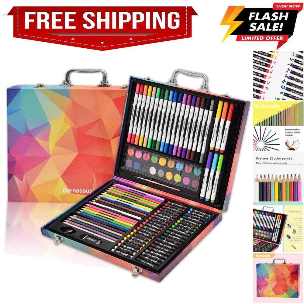 132-Piece Art Set, Deluxe Professional Color Set, Art Kit for Kids and Adult,…
