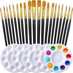Paint Brushes Palettes Set by DUGATO, 2 Packs/20pcs Round Normal, Black