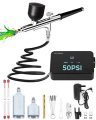 Airbrush Kit Compressor 50PSI 3 Nozzles Modeling Art Nails Makeup Cake Decor