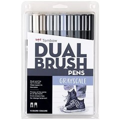 56171 Dual Brush Pen Art Markers, 10-Pack. 10 Count (Pack of 1) Grayscale