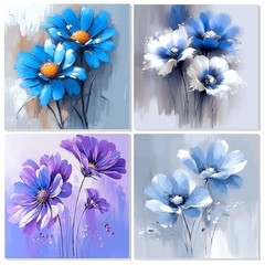 4 Pack Framed Paint by Numbers Kits for Kids Ages 4-8-12 Flower, DIY YH4ZH580