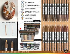 Acrylic Paint Pens 22 Assorted Brown Tones Pro Markers Set 0.7mm Extra Fine