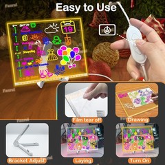 7-Color LED Drawing Board for Kids 11.8″x7.9″ Acrylic Dry Erase Memo Whiteboard
