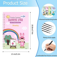 Handwriting Book Practice Kids Reusable Grooved Writing Pad Age 35 Supply