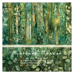 Green Scrapbook Paper Pad 6 x 6 in- 24 Sheets Forest Patterned Designed