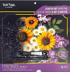 Brea Reese FLORAL Scratch Art Paper Pad 12″ x 12″ NEW